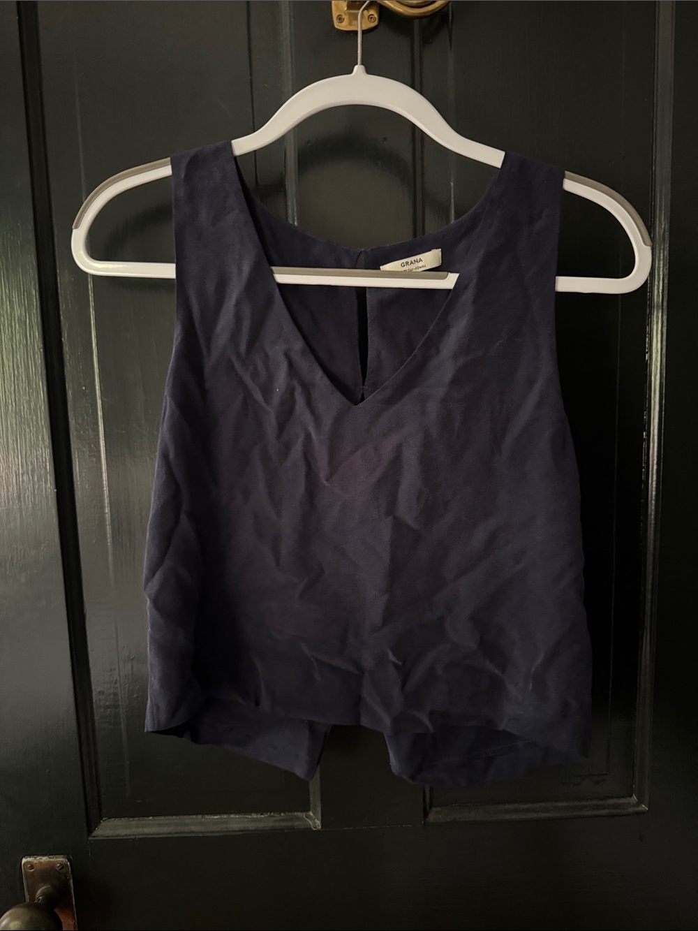GRANA navy silk tank with open back